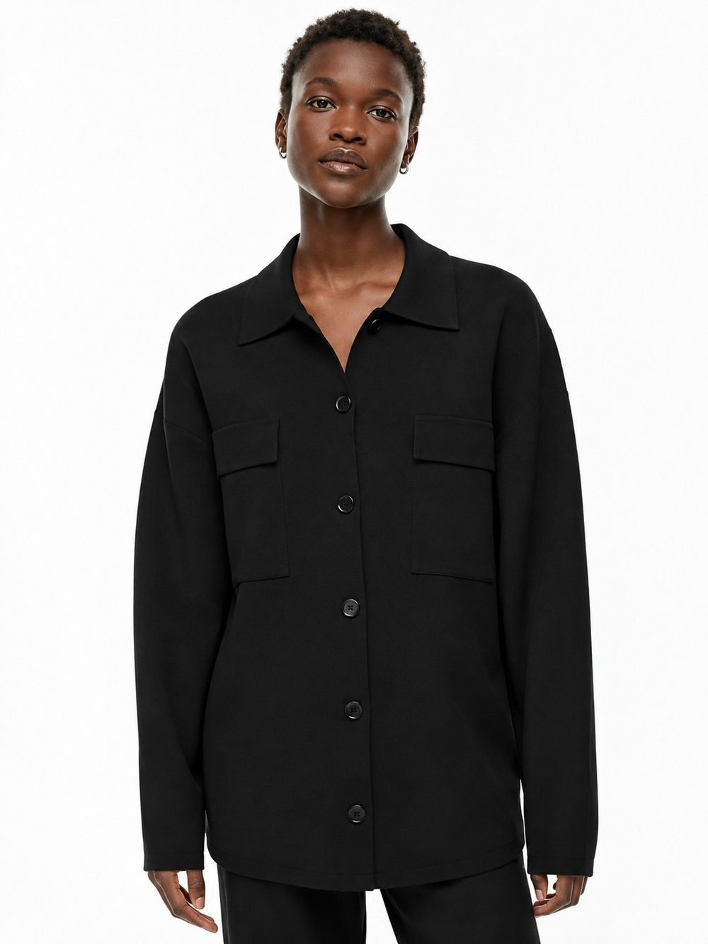 ARITZIA Wilfred Free Ronnie Sweater Sz M Button-Front Minimalist Quiet Luxury
